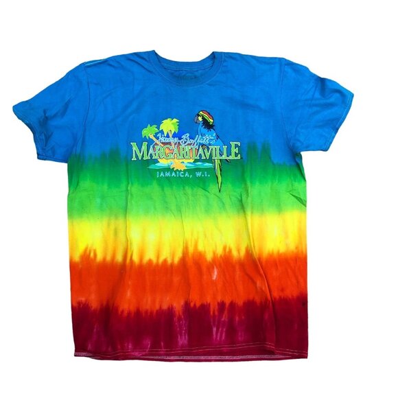 VTG JIMMY BUFFETT'S MARGARITAVILLE T Shirt XL Tie Dye Men's Rasta Crew Neck - Picture 1 of 5